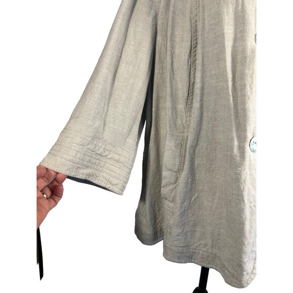 JH Collectibles Woman's 3X Beige Linen Blend Button-Front Jacket Lagenlook - Picture 6 of 9